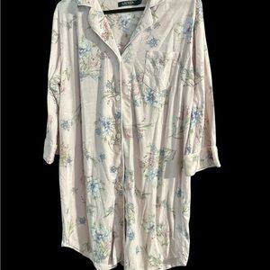 Ralph Lauren Floral Nightshirt - Cream with Blue and Pink Accents